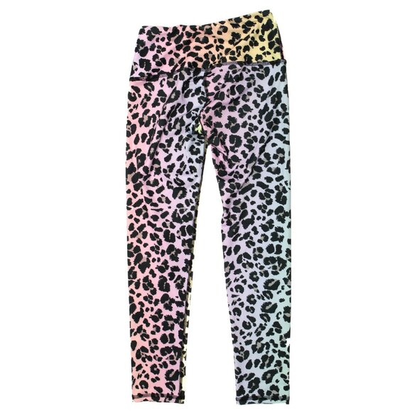 Noli Active Leggings Yoga Leopard Animal Print Rainbow Ombre Stretch Crop Tights - Picture 5 of 6